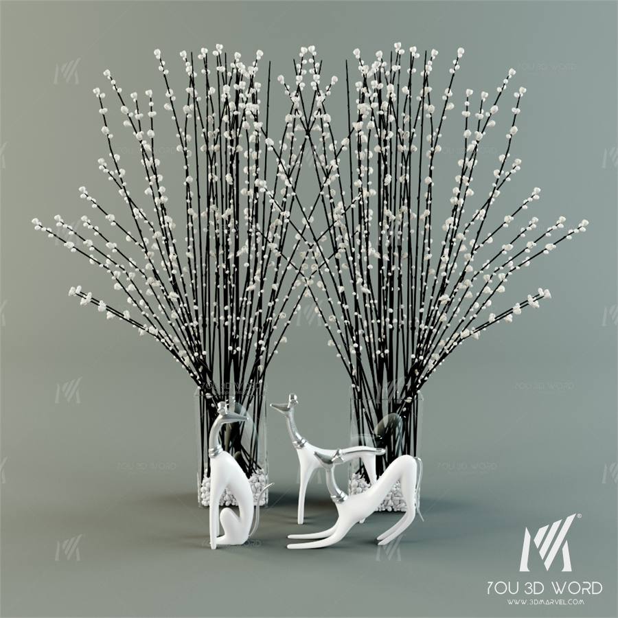 Decor.-Vase-with-twigs-and-figurines-dogs